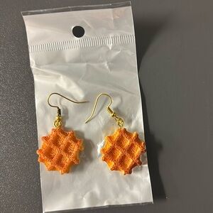 Waffle Earrings - Breakfast Earrings - Pastry Earrings - Food Earrings